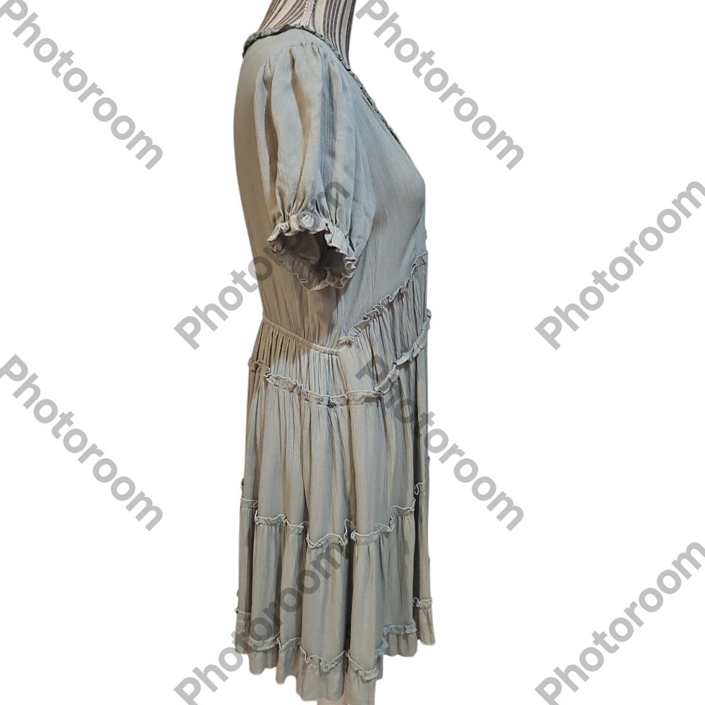 Justify Woman Green Women's Tiered Ruffles Fit&Flare Crinkle Mini Dress Size XL - Picture 10 of 14